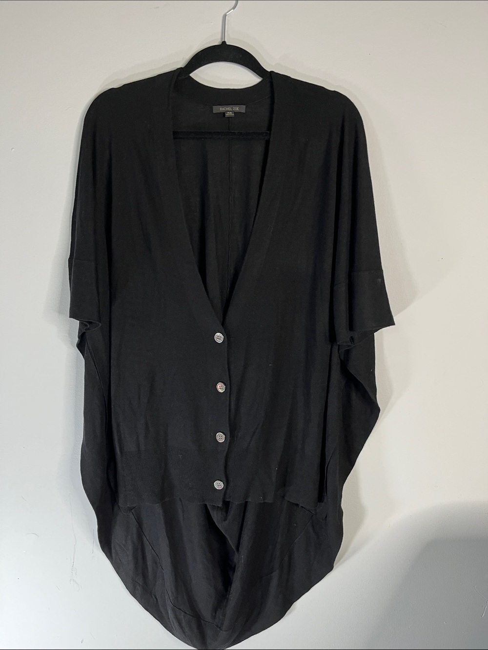 Witchy Whimsigoth Batwing Short Sleeves Black Dark Fairy Draped Goth Cardigan S